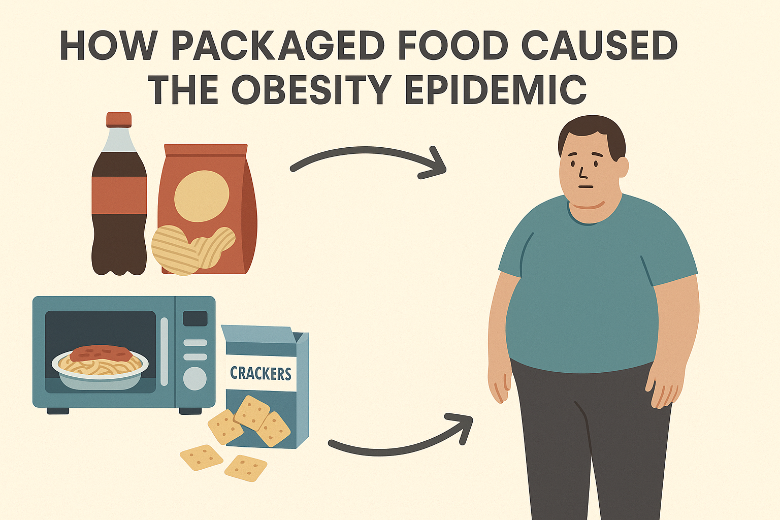 How Packaged Food Caused the Obesity Epidemic...make dimension 1200 *725px wide, well suited for google discover to show up. (eye-catching visuals must).